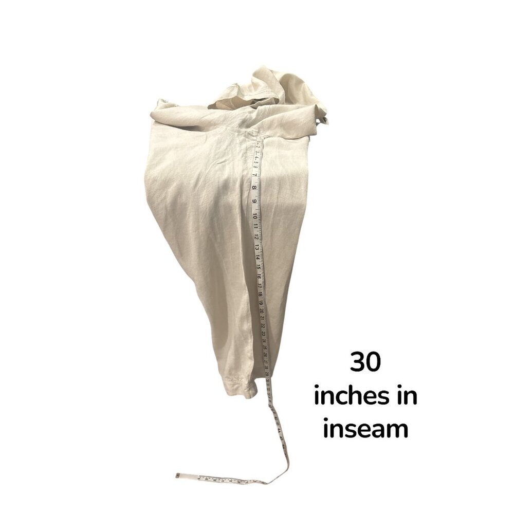 Parachute 100% Linen Pants XL Beige Wide Leg Elastic Waist Portugal - Picture 9 of 9